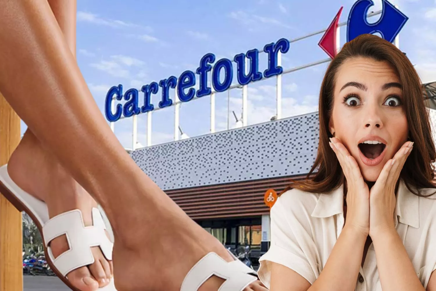 Las nuevas sandalias de Carrefour / Fotomontaje Consumidor Global