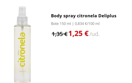 Body spray citronela Deliplus/ MERCADONA Body spray citronela Deliplus/ MERCADONA