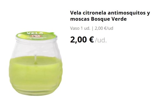 Vela citronela antimosquitos y moscas Bosque Verde/ MERCADONA Vela citronela antimosquitos y moscas Bosque Verde/ MERCADONA
