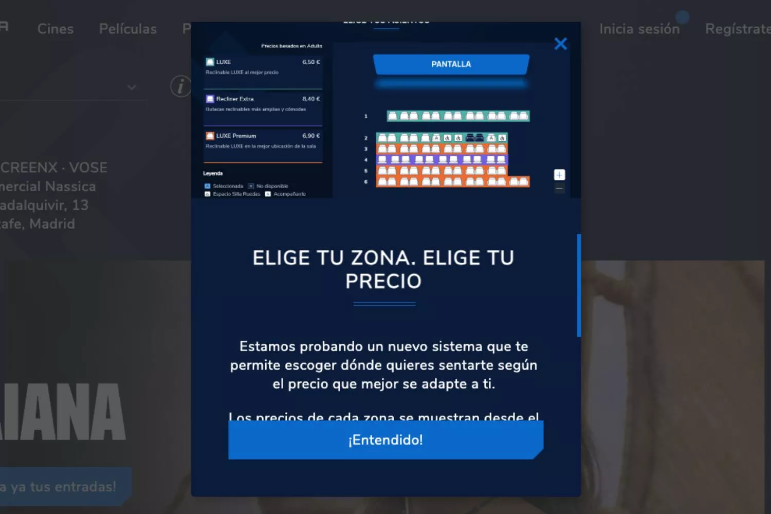 Cinesa varia el precio de las entradas en función de la ubicación del asiento / CINESA