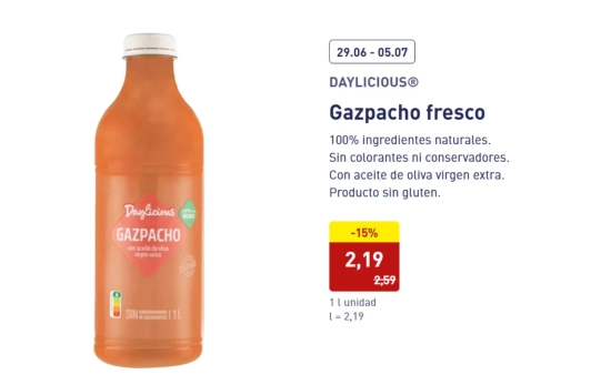 Gazpacho fresco Daylicious/ ALDI Gazpacho fresco Daylicious/ ALDI