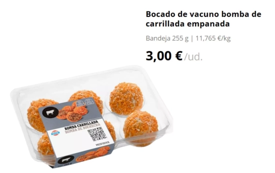 Bocado de vacuno bomba de carrillada empanada/ MERCADONA Bocado de vacuno bomba de carrillada empanada/ MERCADONA
