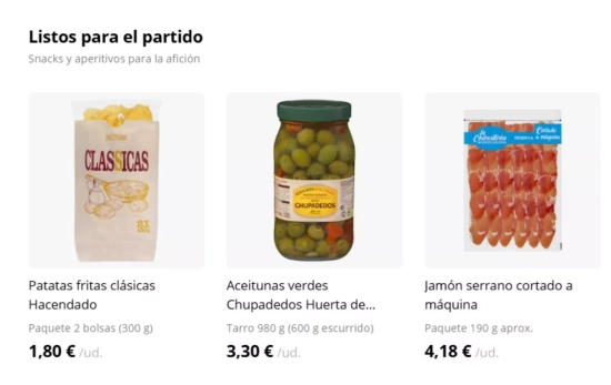 Sección de listos para el partido / MERCADONA Sección de listos para el partido / MERCADONA