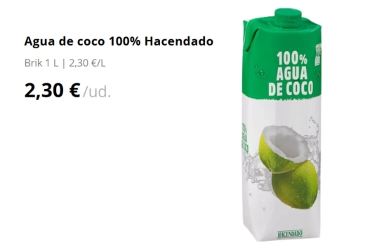 Agua de coco/ MERCADONA Agua de coco/ MERCADONA