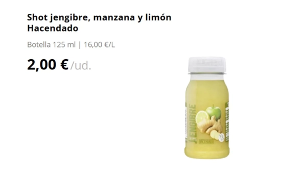 Shot jengibre, manzana y limón/ MERCADONA Shot jengibre, manzana y limón/ MERCADONA