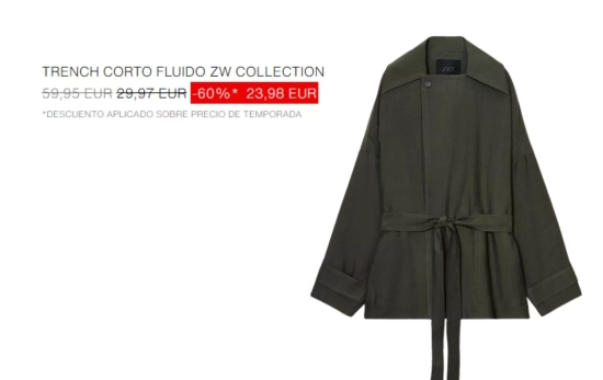 Trench corto fluido ZW Collection/ ZARA Trench corto fluido ZW Collection/ ZARA