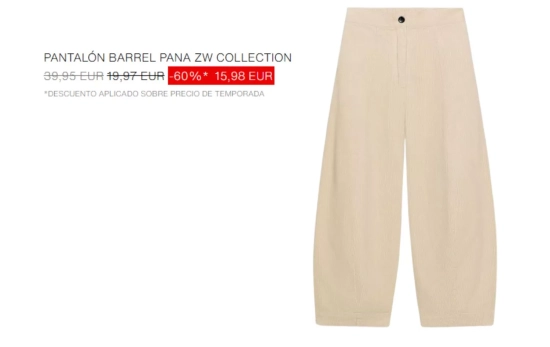 Pantalón barrel de pana/ ZARA Pantalón barrel de pana/ ZARA