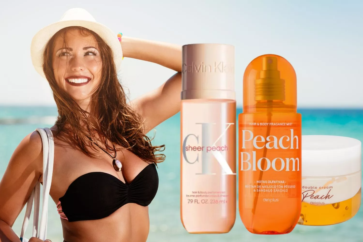 Una consumidora, la fragancia de melocotón de Mercadona y la de Calvin Klein /Fotomontaje CONSUMIDOR GLOBAL
