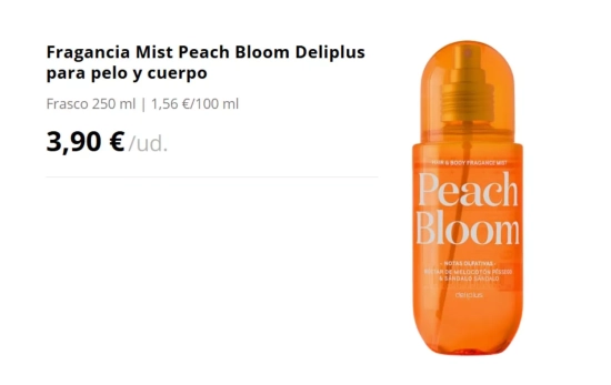 Fragancia Mist Peach Bloom Deliplus para pelo y cuerpo/ MERCADONA Fragancia Mist Peach Bloom Deliplus para pelo y cuerpo/ MERCADONA