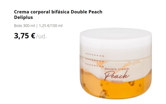 Crema corporal bifásica Double Peach Deliplus/ MERCADONA Crema corporal bifásica Double Peach Deliplus/ MERCADONA