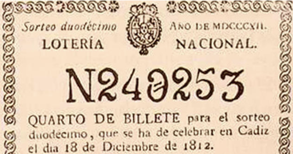 Billete del sorteo de Navidad del 18 de diciembre de 1812