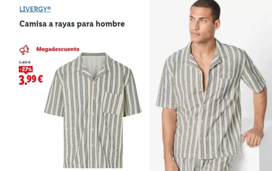 Camisa a rayas para hombre/ LIDL