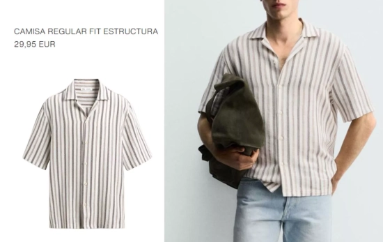 CAMISA REGULAR FIT JACQUARD RAYAS/ ZARA