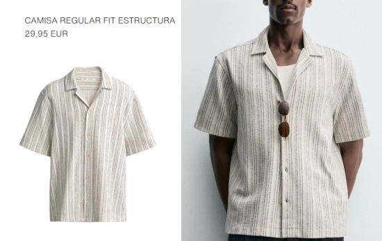 CAMISA REGULAR FIT JACQUARD RAYAS/ ZARA
