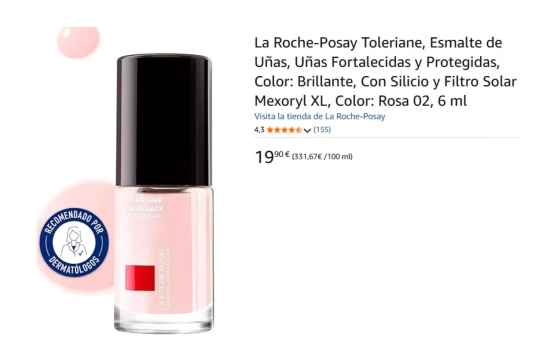 La Roche-Posay Toleriane, Esmalte de Uñas, Uñas Fortalecidas y Protegidas/ AMAZON La Roche-Posay Toleriane, Esmalte de Uñas, Uñas Fortalecidas y Protegidas/ AMAZON