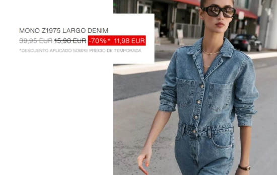 Mono denim rebajado al 80%/ ZARA Mono denim rebajado al 80%/ ZARA