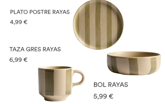 Vajilla Rayas Gres/ LEFTIES Vajilla Rayas Gres/ LEFTIES