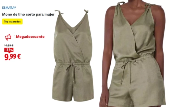 Mono de lino corto para mujer/ LIDL Mono de lino corto para mujer/ LIDL