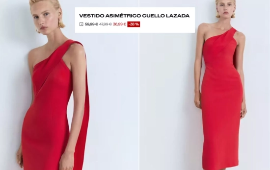 Vestido rojo asimétrico/ MANGO OUTLET Vestido rojo asimétrico/ MANGO OUTLET