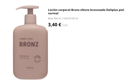 Loción corporal Bronz efecto bronceado Deliplus piel normal/ MERCADONA Loción corporal Bronz efecto bronceado Deliplus piel normal/ MERCADONA