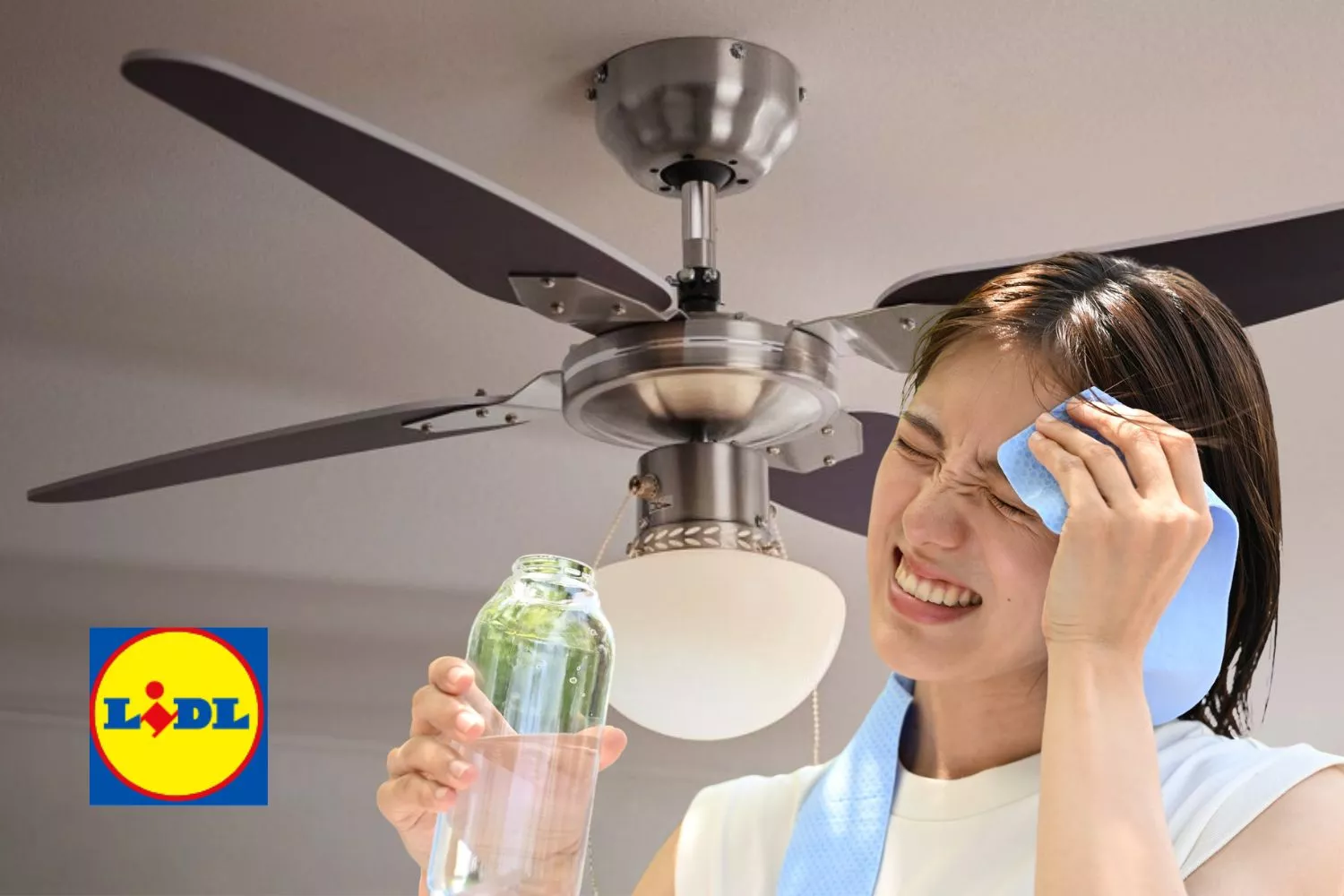 Lidl estrena en su sección de bazar los ventiladores de techo que te solucionarán el problema del calor/ Fotomontaje Consumidor Global