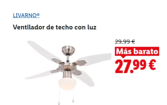 Ventilador de techo con luz/ LIDL