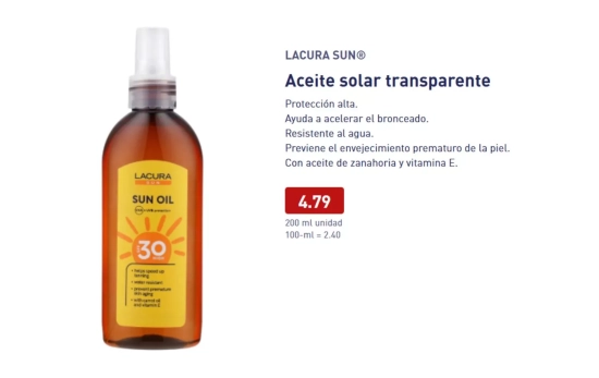 Aceite de bronceado/ ALDI
