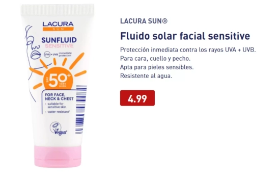  Fluido solar facial Sensitive SPF 50+/ ALDI