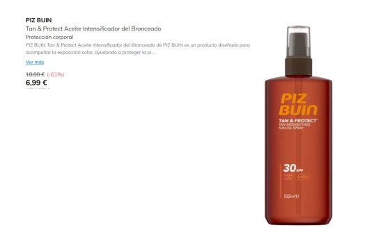 Piz Buin Tan & Protect Aceite Intensificador del Bronceado/ PRIMOR