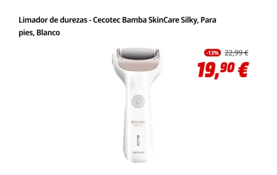 Limador de durezas - Cecotec Bamba SkinCare Silky, para pies/ MEDIA MARKT
