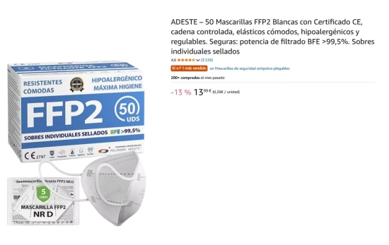Mascarilla FPP2/ AMAZON