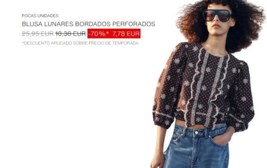  Blusa de lunares bordados perforados/ ZARA