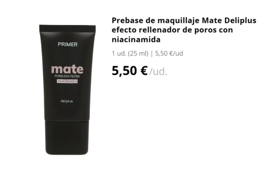 Prebase de maquillaje Mate Deliplus efecto rellenador de poros con niacinamida/ MERCADONA Prebase de maquillaje Mate Deliplus efecto rellenador de poros con niacinamida/ MERCADONA