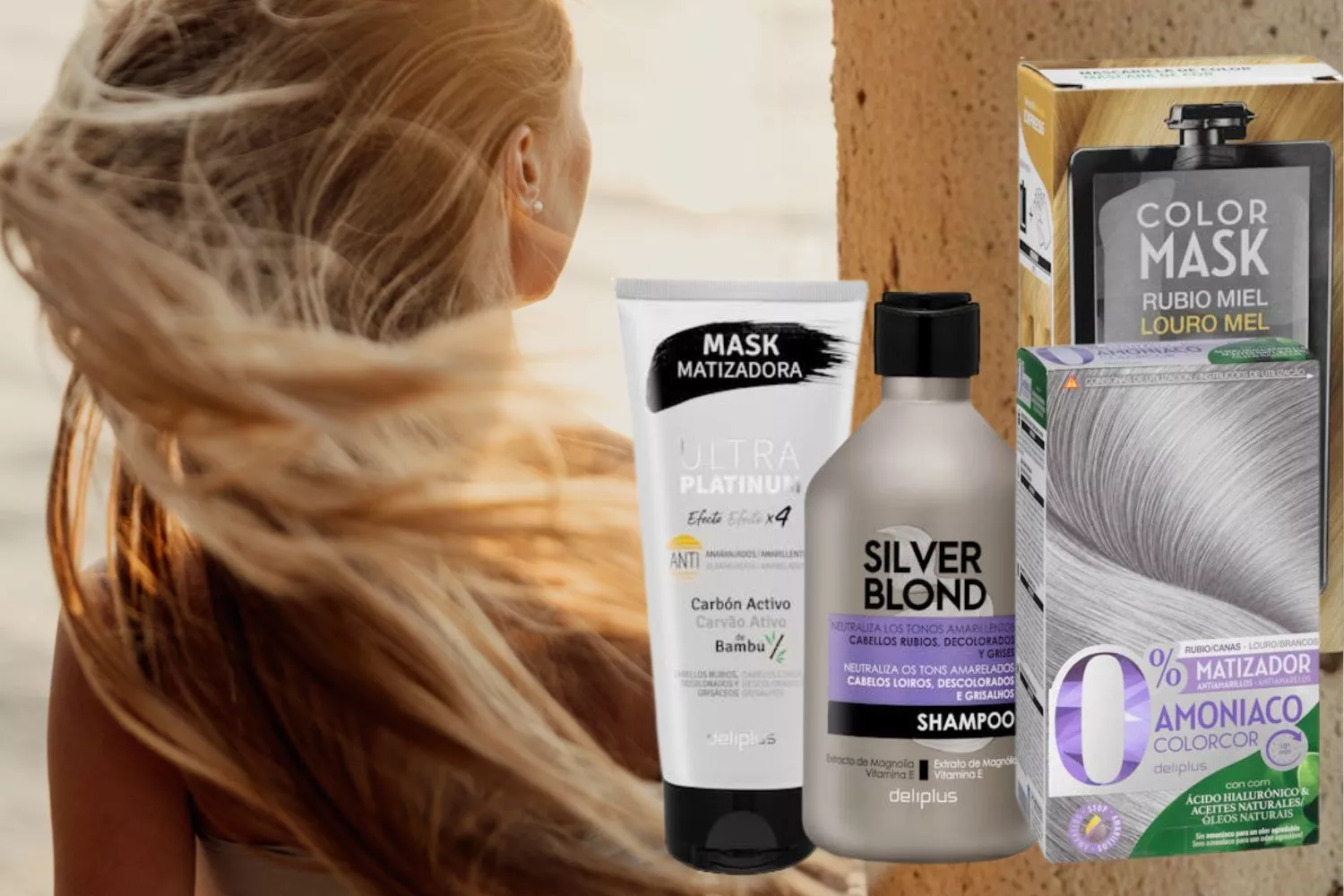 El tratamiento para el pelo que rescata Mercadona y otros productos para el cabello rubio / Fotomontaje CONSUMIDOR GLOBAL