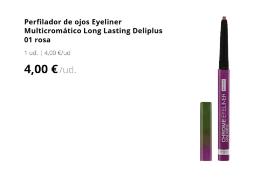 Perfilador de ojos Eyeliner Multicromático Long Lasting Deliplus 02 rosa/ MERCADONA Perfilador de ojos Eyeliner Multicromático Long Lasting Deliplus 02 rosa/ MERCADONA