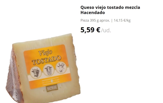 Queso viejo tostado mezcla Hacendado/ MERCADONA