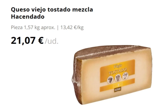 Queso viejo tostado mezcla Hacendado/ MERCADONA