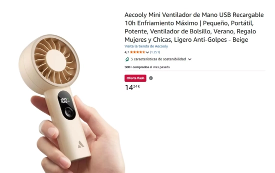 Ventilador de mano/ AMAZON Ventilador de mano/ AMAZON