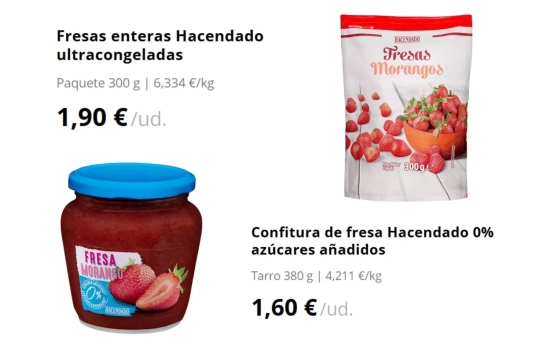 Fresas congeladas y confitura 0% de fresa para la base del matcha de fresa/ MERCADONA Fresas congeladas y confitura 0% de fresa para la base del matcha de fresa/ MERCADONA