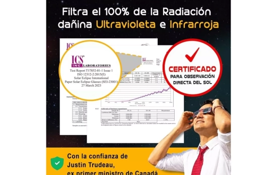 El certificado ISO de las gafas homologadas de Helioeclipse / AMAZON El certificado ISO de las gafas homologadas de Helioeclipse / AMAZON