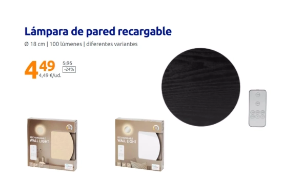 Lámpara de pared recargable/ ACTION Lámpara de pared recargable/ ACTION