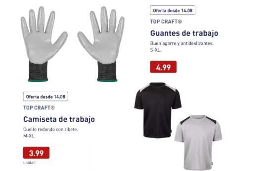 Camisetas y guantes de trabajo/ ALDI Camisetas y guantes de trabajo/ ALDI