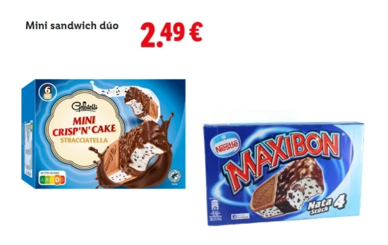 Mini sándwich dúo de Lidl, que imita al MaxiBomb de Nestlé/ LIDL Mini sándwich dúo de Lidl, que imita al MaxiBomb de Nestlé/ LIDL