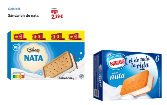 Sándwich de nata que imita al de Nestlé/ LIDL Sándwich de nata que imita al de Nestlé/ LIDL