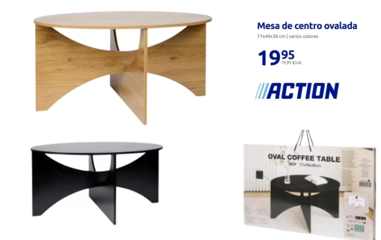 Mesa de centro ovalada 77x49x38 cm /ACTION Mesa de centro ovalada 77x49x38 cm /ACTION