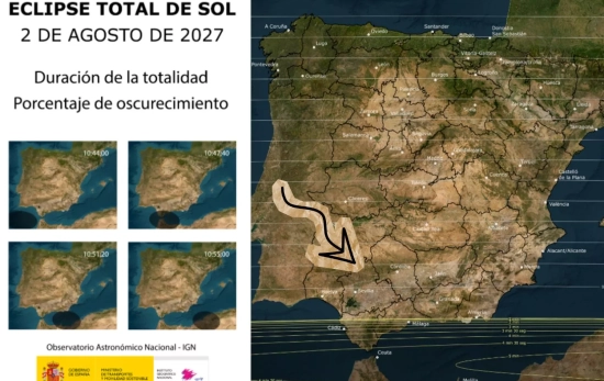Eclipse total de Sol del día 2 de agosto de 2027/astronomi.ign.es Eclipse total de Sol del día 2 de agosto de 2027/astronomi.ign.es