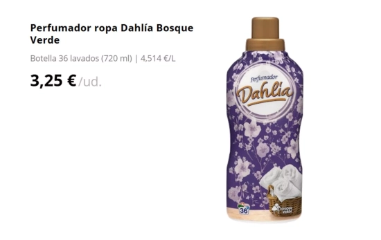 Perfumador ropa Dahlía Bosque Verde/ MERCADONA Perfumador ropa Dahlía Bosque Verde/ MERCADONA