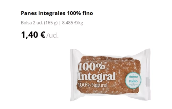 Pan integral 100%/ MERCADONA