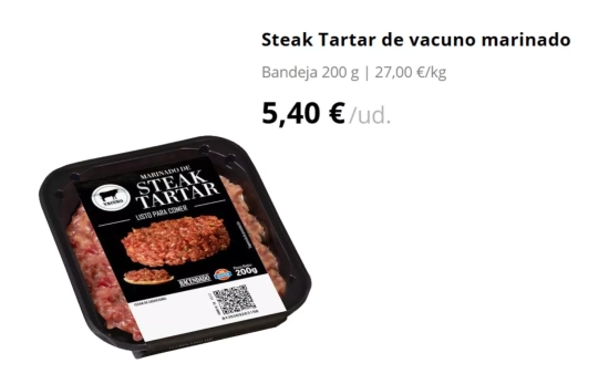 Steak tartar de vacuno marinado/ MERCADONA