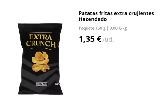 Patatas fritas extra crujientes Hacendado/ MERCADONA
